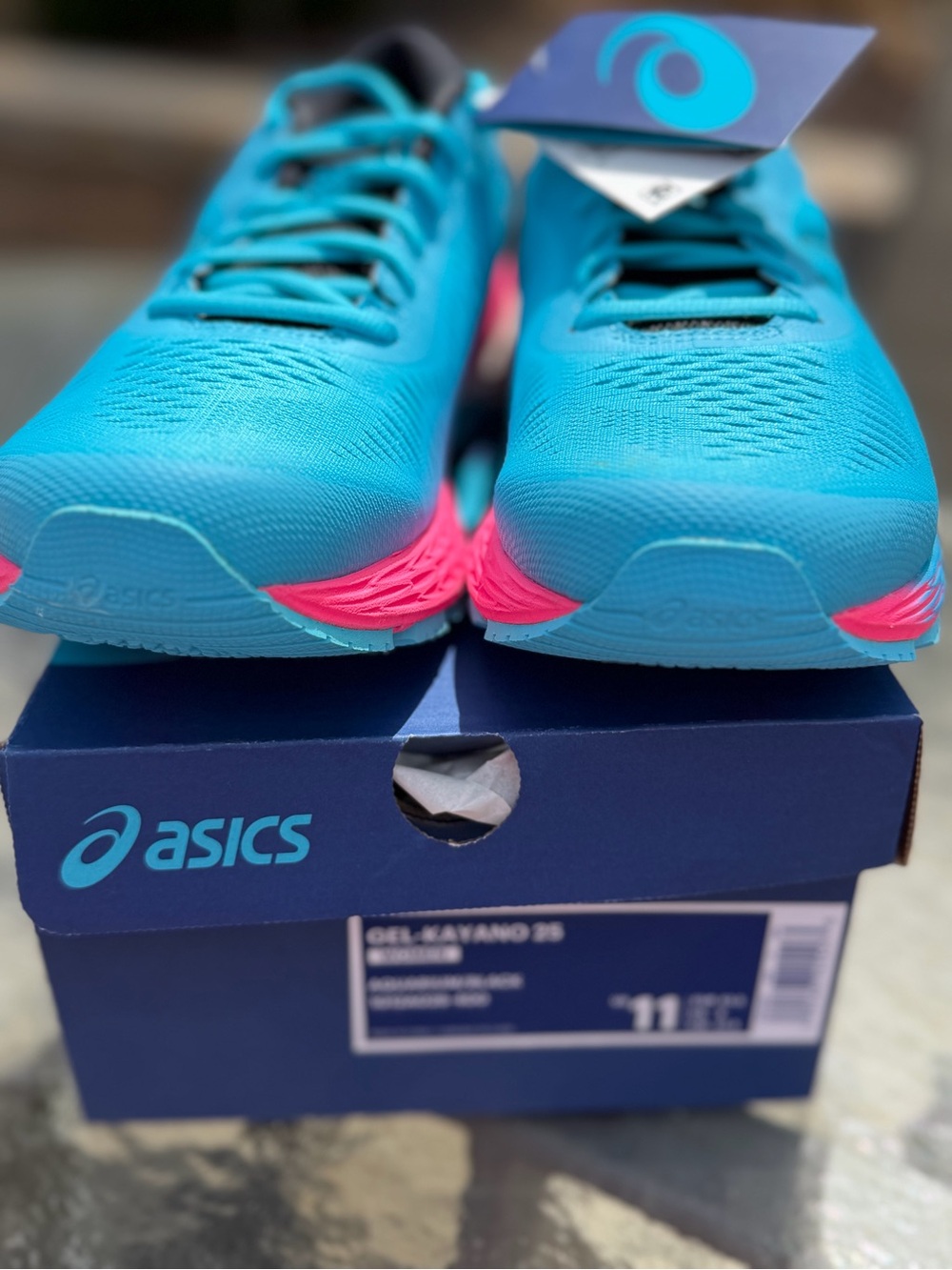 ASICS Gel Kayano 25 Women’s Teal Athletic Shoes with Pink Midsole Accents